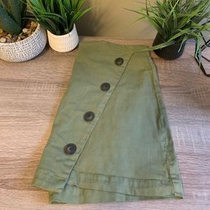 Olive Button Front Skirt